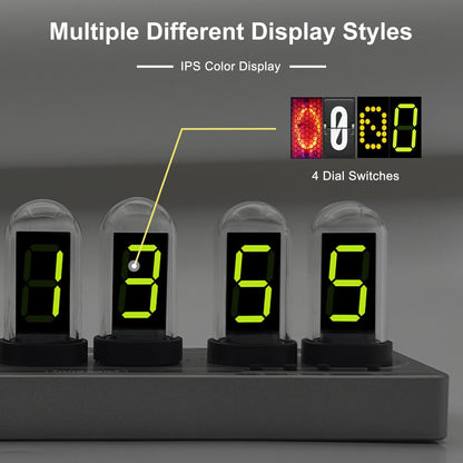 JoFomp Nixie Tube Clock Kit, IPS Color Screen Desk Digital Clock, Glow Tube Nixie Clocks with Web Control/WiFi Accurate Timing/Custom Dial/6 Digital Alarm/12 Pictures/Ambient Light Regulate