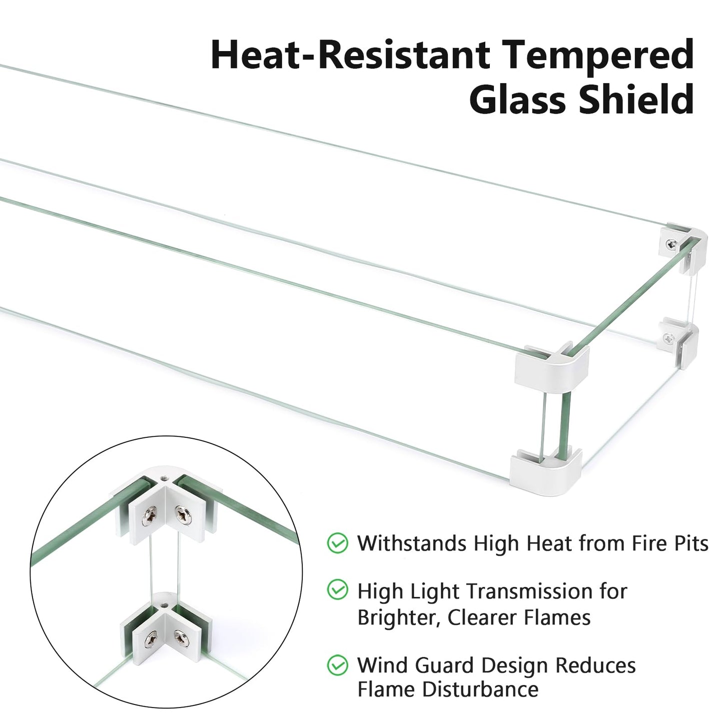 Hisencn 30 x 10 Inch Drop-in Fire Pit Kit, Premium Stainless Steel Modern Fire Trough with Tempered Glass Wind Guard, Built-in Outdoor Table Flame Feature for Patio, Backyard & Entertaining