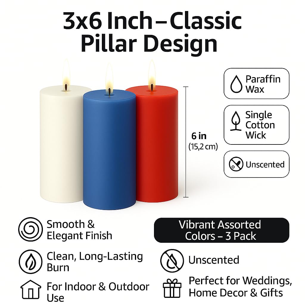 Pillar Candles 3 Pack (Green, Pillar 3x4)