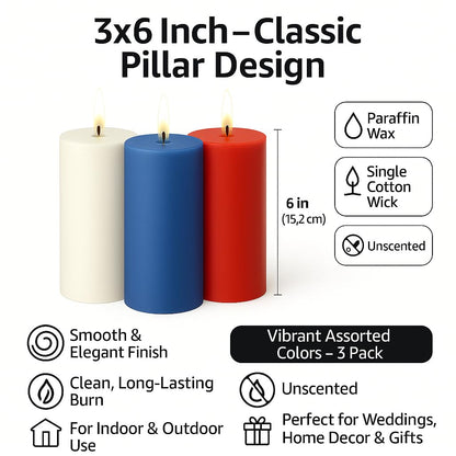 Pillar Candles 3 Pack (Green, Pillar 3x4)