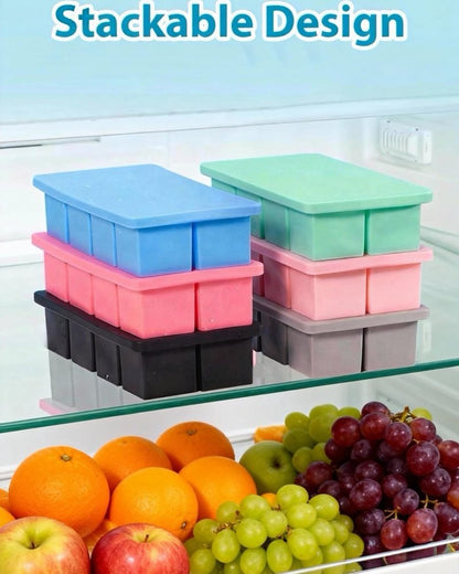 Large Ice Cube Tray 2 Pack, Lxndaser 2 Inch Silicone Ice Cube Molds for Whisky, Cocktail, Big Square Silicone Ice Trays With Lid, Leak-Proof Stackable Design for Freezer, Iced Coffee, Bourbon Drinks