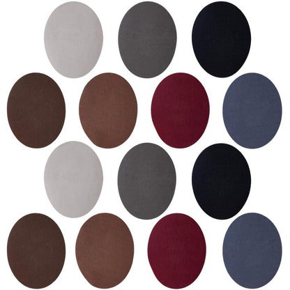 CABODYALS 28Pcs 7 Colors Mixed Color Oval Shapes Iron On Knee Elbow Patch Elbow Suede Fabric Appliques Cloth Knee Repair Polyester Adhesive Patches for Jeans Shirts Dress Clothing DIY Craft Supply