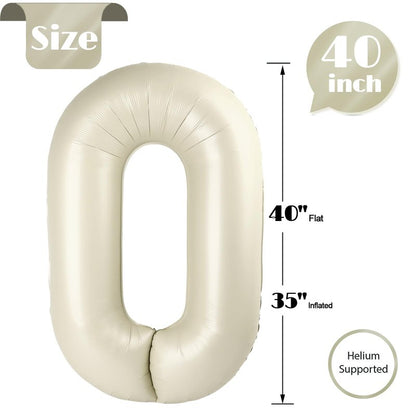 Cream Number 18 Balloon 40 inch, 18 Number Balloons, 18th Cream Birthday Decorations, 18 Year Old Girls Boys White Party Supplies