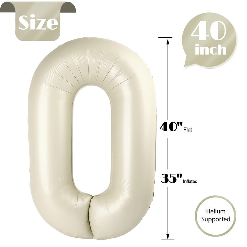 Cream Number 19 Balloon 40 inch, 19 Number Balloons, 19th Cream Birthday Decorations, 19 Year Old Girls Boys White Party Supplies