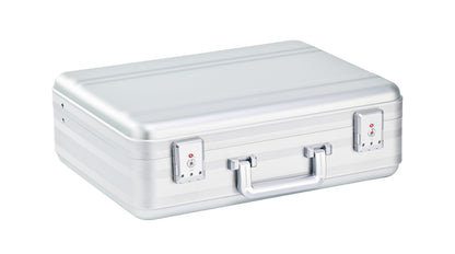 urecimy Metal Briefcase for Men, Locking Aluminum Case, Large Suitcase for Valuables, UAV/Gun Cases, Display Box, Lockbox for Money, with Removable Interior and Sponges (Silver, 18.1X13.8X6.1 Inch)