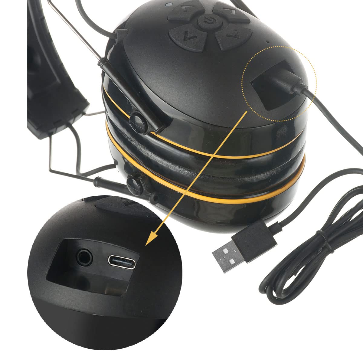 Hearing Protection with Bluetooth,Wireless Noise Canceling Headphone 30dB SNR,NO Radio Function,Rechargeable Battery Earmuffs,Long Playtime,Ideal for Lawn Mowing,Woodworking,Concerts(Black)