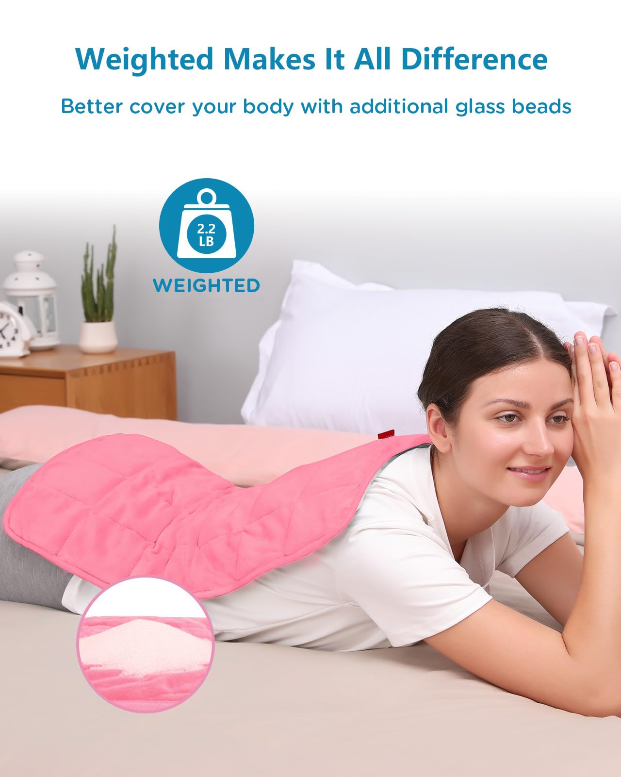 Comfytemp Weighted Heating Pad for Back & Period Cramps, FSA Eligible, Birthday Gifts for Mom Dad Women Men, 2.2lb HSA Electric Heat Pad for Neck Shoulder Pain Relief, 2H Auto-Off Heated Pad, 12x24
