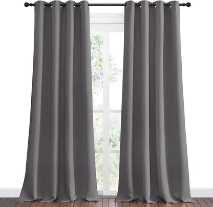 NICETOWN Blackout Curtains - Energy Saving Thermal Insulated Draperies | 55" x 96", Grey (1 Pair)