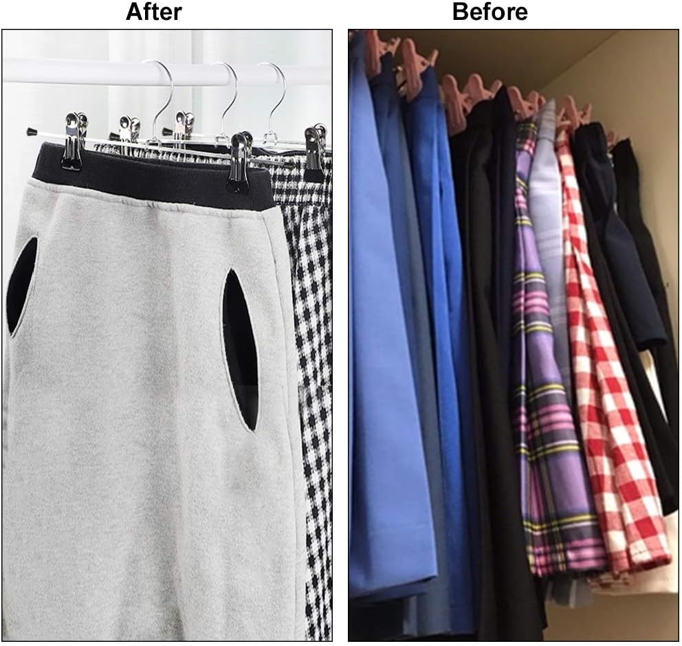 Northern Brothers Heavy-Duty Pants Hangers with Clips - Adjustable 20 Pack for Space-Saving Closet Organization