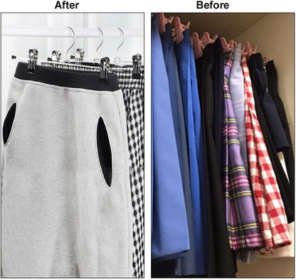 Northern Brothers Heavy-Duty Pants Hangers with Clips - Adjustable 20 Pack for Space-Saving Closet Organization