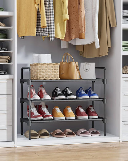 Kitsure Shoe Rack - Sturdy Space-Saving Shoe Storage for Entryway | 27.6" Wide, Black