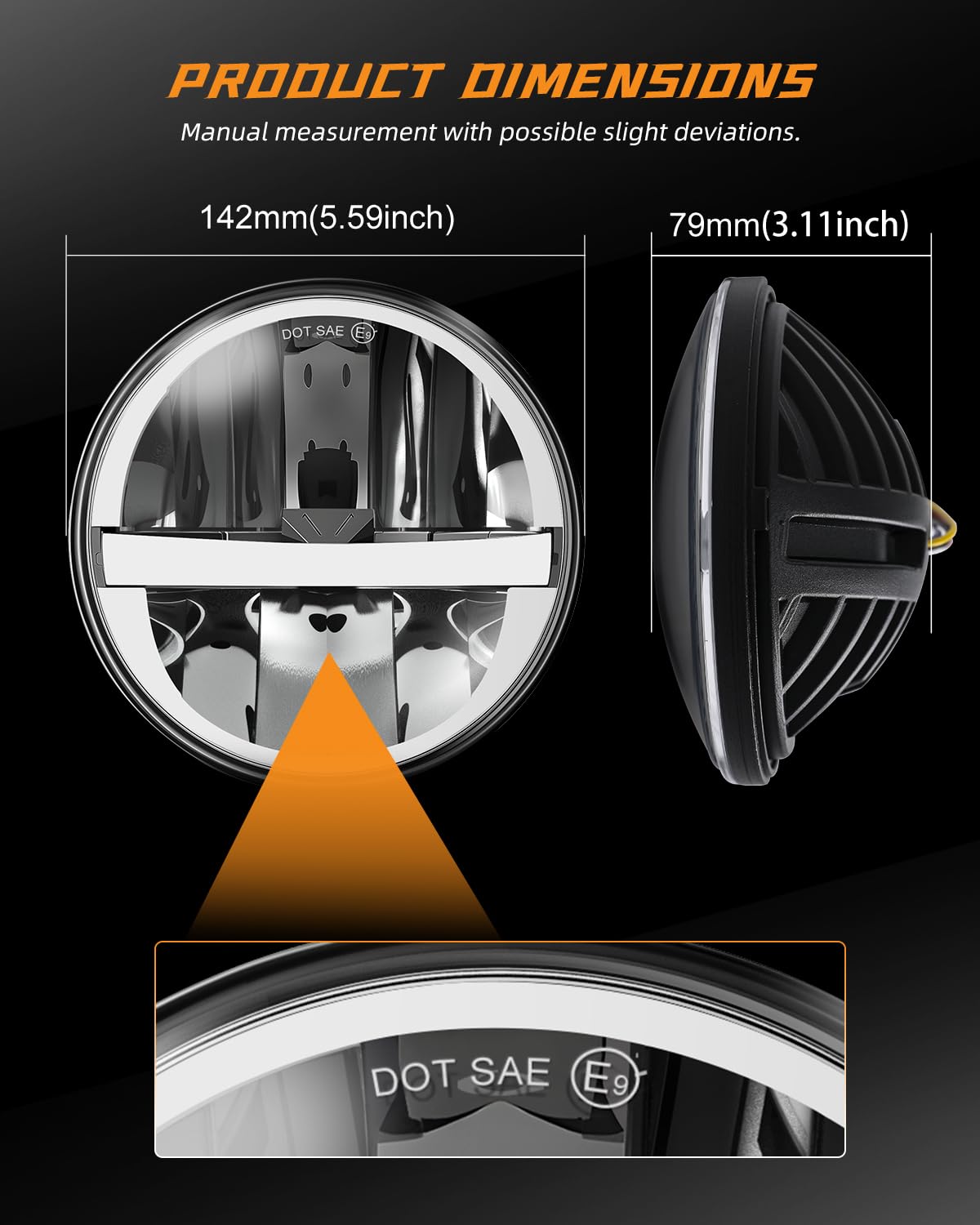CO LIGHT 5 3/4 5.75 Inch Round LED Headlights DOT Approved Hi/Lo Beam Projector Halo Ring Plug & Play Waterproof 12V 24V for Classic Car Motorcycle Truck Pickup