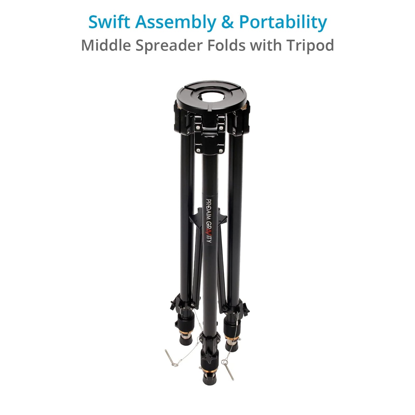 Proaim Gravity Heavy-Duty Camera Tripod Stand - Flat Base for Heavy Camera, Slider, Jib/Crane, Geared Headed & More. Payload up to 250kg / 550lb. (TP-GVTY-01)