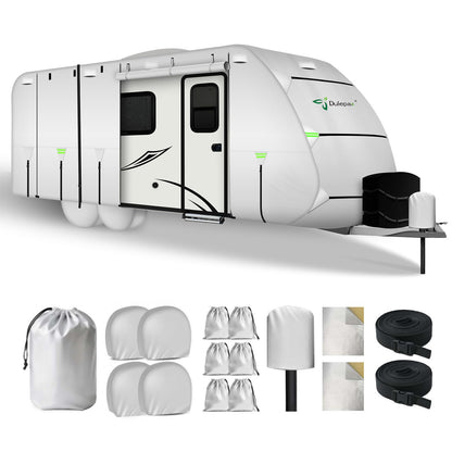 Dulepax Oxford RV Cover 27'-30' Travel Trailer Cover,Waterproof Camper Cover with 420D Oxford Fabric Anti-UV, Weatherproof, Ripstop Utility Trailer Covers
