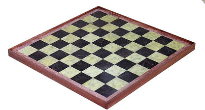 StonKraft Stone Chess Board with Wooden Base - 12 x 12 Inches