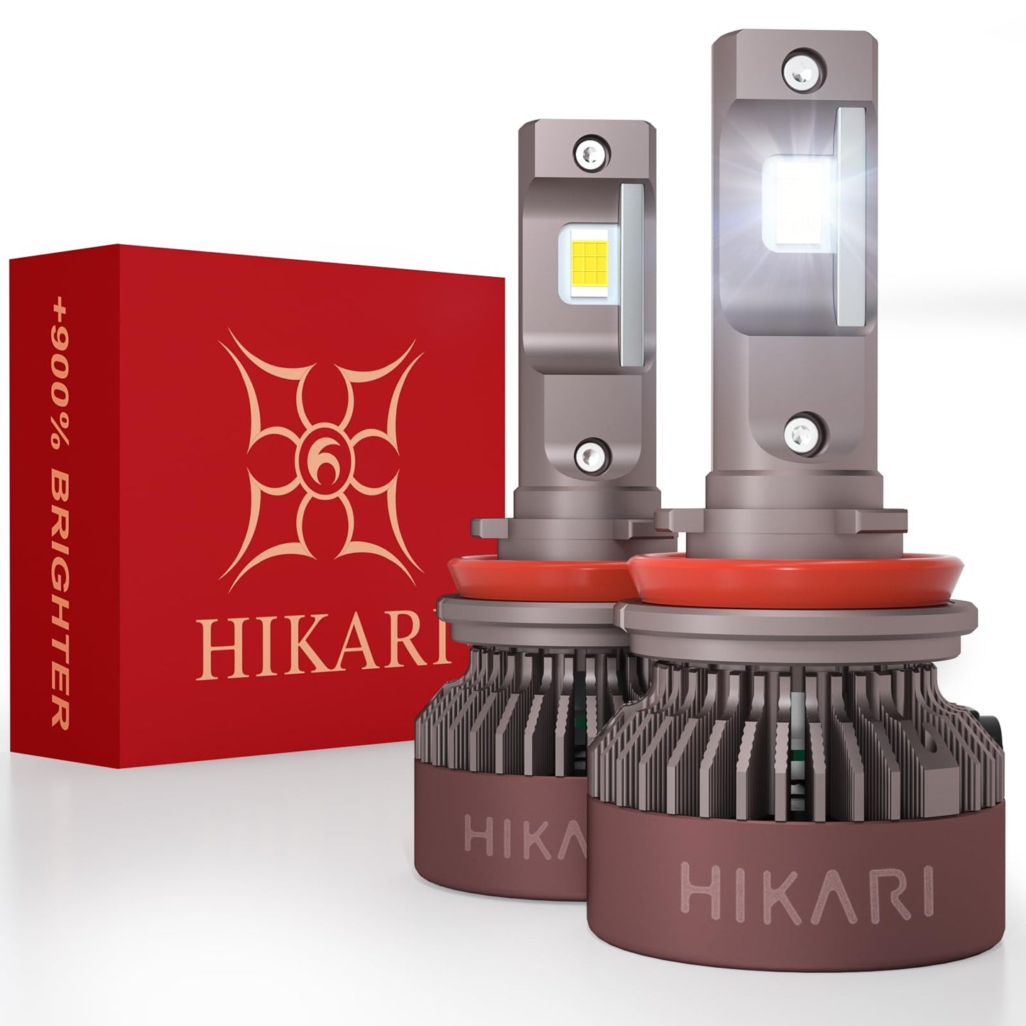 HIKARI WINGS H11 Foglight, 60000LM Pure White 6000K LED Bulbs, Plug & Play IP68 Waterproof Pack of 2