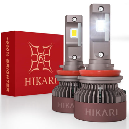 HIKARI WINGS H11 Foglight, 60000LM Pure White 6000K LED Bulbs, Plug & Play IP68 Waterproof Pack of 2