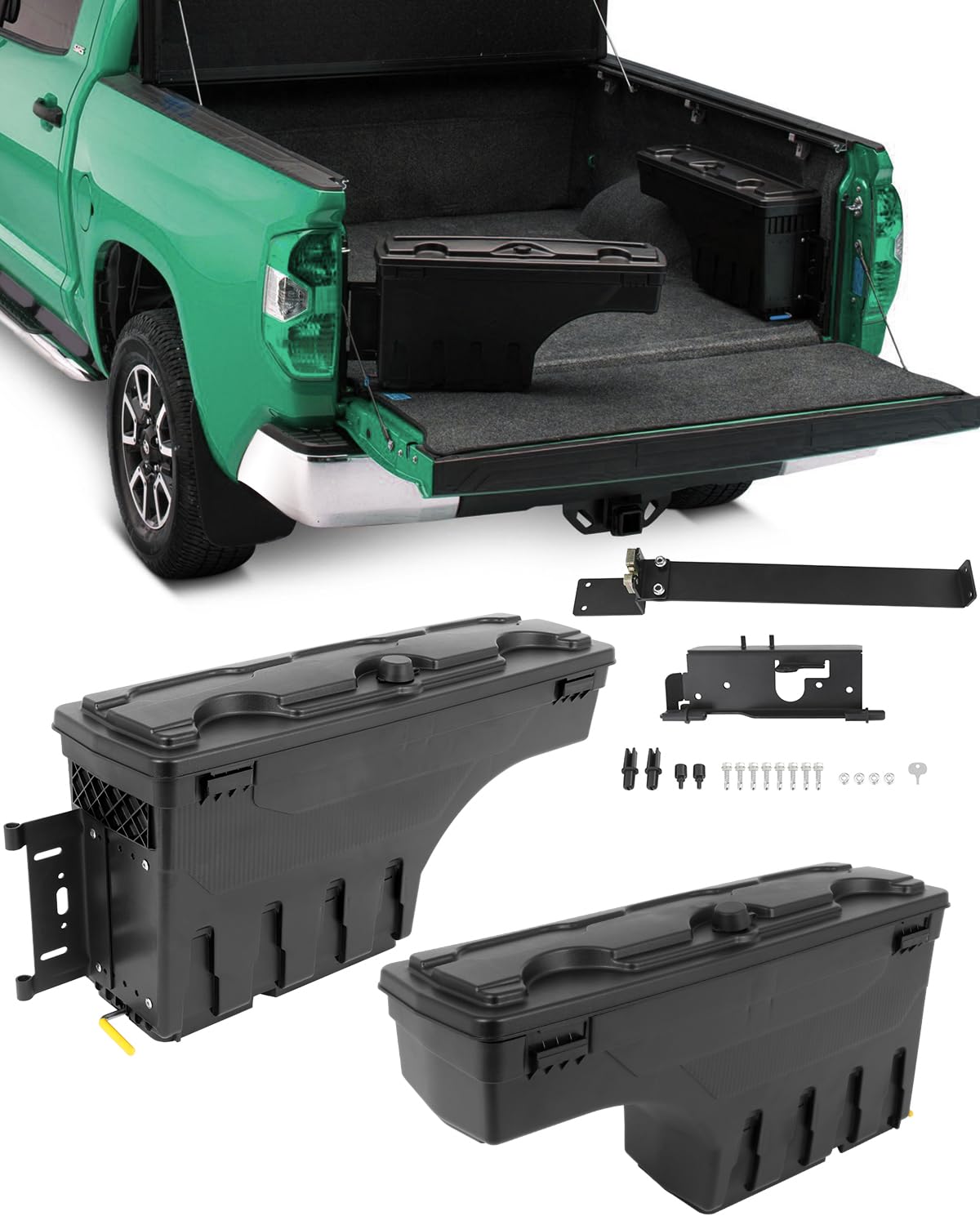 SCITOO Truck Bed Tool Box for Dodge Ram 1500 2500 3500 2002-2018 Left & Right Side,Multi-Compartment Dividers Organized Storage,Heavy Duty & No-Drill Installation