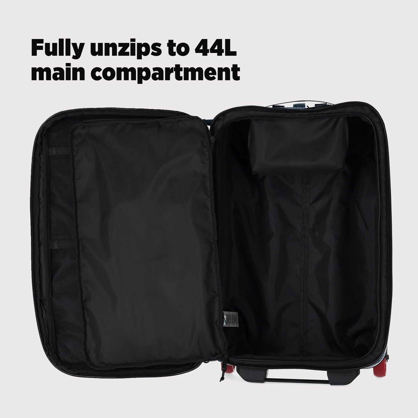 Topo Designs Global Travel Roller Bag Suitcase, 44L Carry-On, 3 Handles, Smooth Heavy Duty Wheels, Telescoping Handle, Durable + Rugged, WRAP Certified, PFAS Free (Apex Pond Blue)