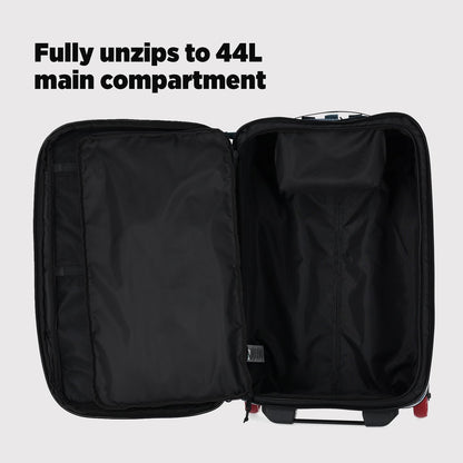 Topo Designs Global Travel Roller Bag Suitcase, 44L Carry-On, 3 Handles, Smooth Heavy Duty Wheels, Telescoping Handle, Durable + Rugged, WRAP Certified, PFAS Free (Apex Pond Blue)