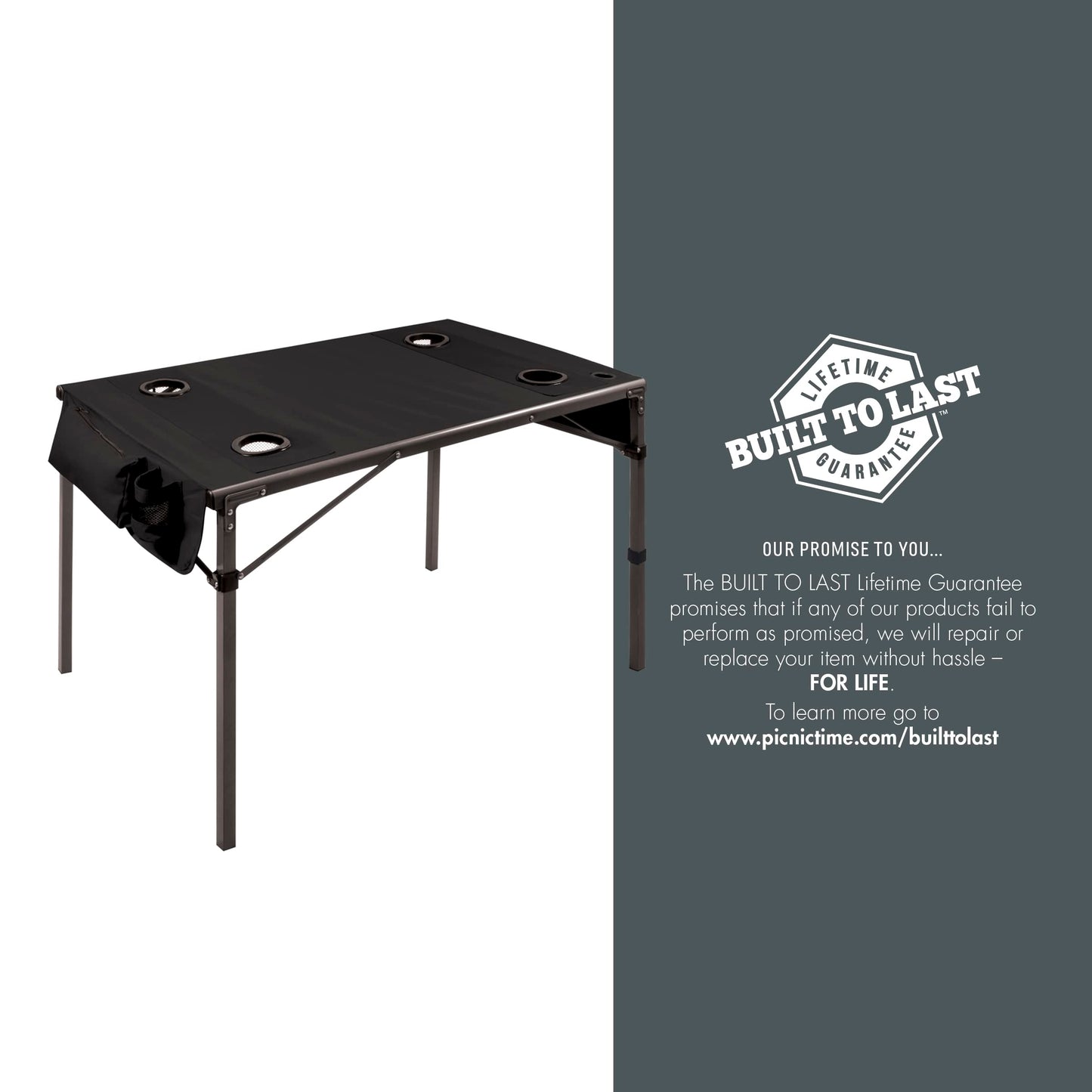 ONIVA - a Picnic Time Brand Travel Portable Soft Top Folding Table for Camping and Outdoors with Carry Bag, (Black) 6 x 6 x 43