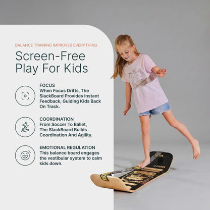 GIBBON SlackBoard - GiBoard Balance Board Kids & Adults - Slackline Balance Trainer - Slack Board Core Workout Equipment Home Gym Training - Standing Desk Exercise - Yoga, Agility, Pilates & More