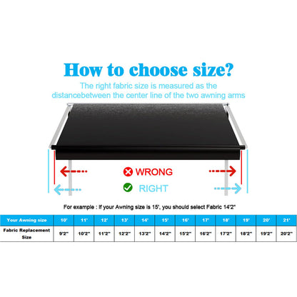CYLAND RV Awning Fabric Replacement,Camper Trailer Motorized Awning Replacement for Motorhome,Heavy Duty Weatherproof 18.5oz Outdoor Vinyl RV Canopy 20'(Fabric 19'2") Black Fade