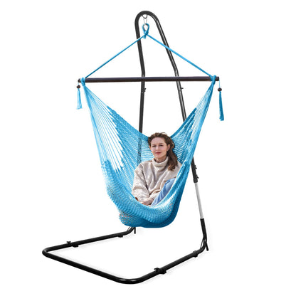 Bathonly Large Hammock Chair with Spreader Bar, Caribbean Hammock Swing Chair with Stand, XL Hammock Chair Outdoor Indoor, 330 LBS Weight Capacity