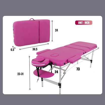 BestMassage Aluminium Massage Bed Portable Massage Table 24 inch Wide Lash Bed Height Adjustable 3 Folding with Non-Woven Bag for Spa Footmassage Facial CareSpa Tattoo