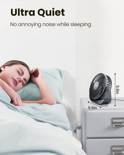 Gaiatop USB Desk Fan - 3-Speed Portable Cooling with 90° Rotation | 5.5 Inch Quiet Personal Fan in Black