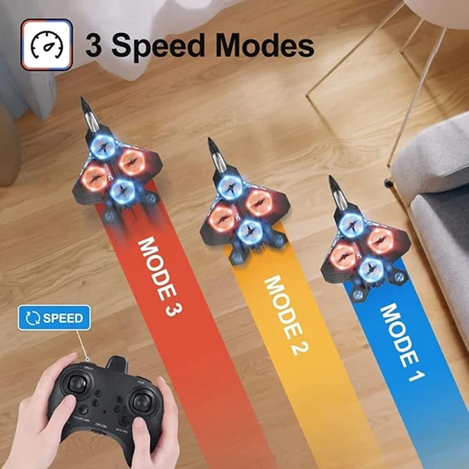 V17 Remote Control Airplane Foam RC Planes for Kids Adults 8-16 RC Fighter Jet Airplane with Light 2 Batteries 360° Flip Fighter Jet Toy Stunt Roll Gifts for Adult Boys (Blue with 2Batteries)