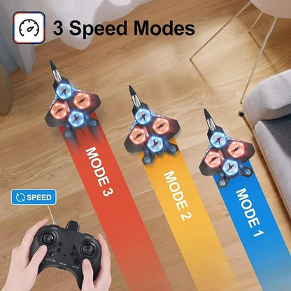 V17 Remote Control Airplane RC Planes RC Fighter Jet Toy for Kids Adults 8-16 Remote Control Planes with LED Light 2 Batteries 360° Stunt Spin Durable Foam Gifts for Boys (Grey + 2 Batteries)