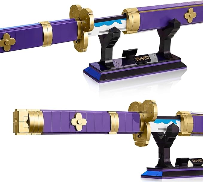 HIGH GODO Anime Cosplay Swords Building Set 936 Piece One Purple Enma Zoro Sword 38.8IN with Scabbard and Bracket for Adults Teens 14+ (Roronoa Zoro Yamato Sword)