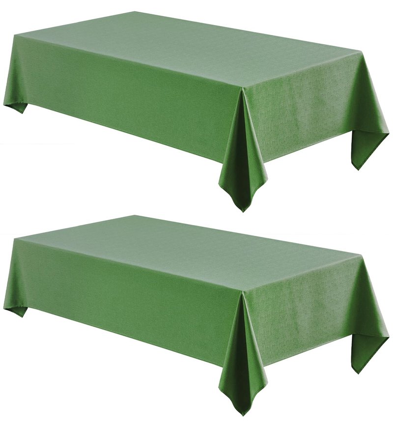 Veblandy 2 Pack Rectangle Tablecloth, 52x70 inch, Water Resistant Wrinkle Free Linen Textured Table Cloth Washable, Decorative Fabric Table Cover for Dining, Party and Camping, Green