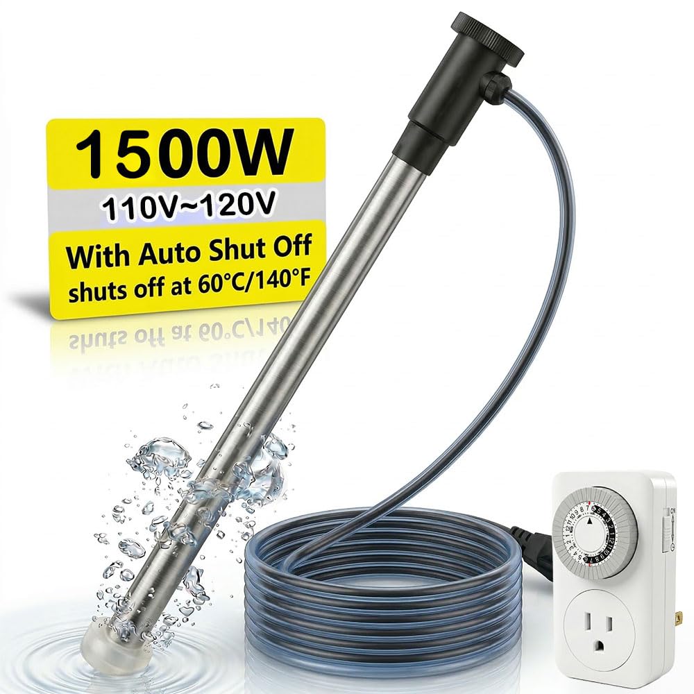 Portable Baptistry Immersion Water Heater with Thermostat, Submersible Baptismal Pool Heater for Inflatable Pools, Hot Tub, Spa, and Cold Plunge, Fast Heating Bathtub Heater