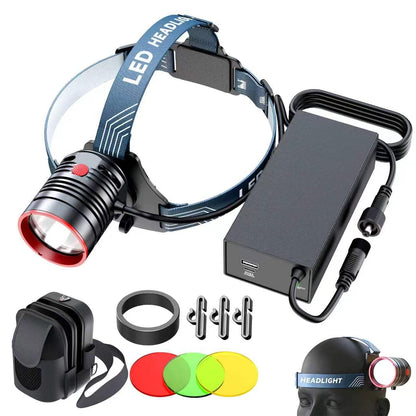 PINSAI Coon Hunting Lights High Power LED Headlamp Super Bright High Lumens 30000mAh Rechargeable Headlight Head Spotlight Torch for Fishing Camping with Bag