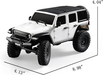 RC Crawler 1/24 RC Rock Crawler 4X4 Monster Truck Off Road Climbing Vehicles with Bright Headlight Waterproof 2.4GHz Remote Control Car RTR for AdultsAll Terrain RC Car White