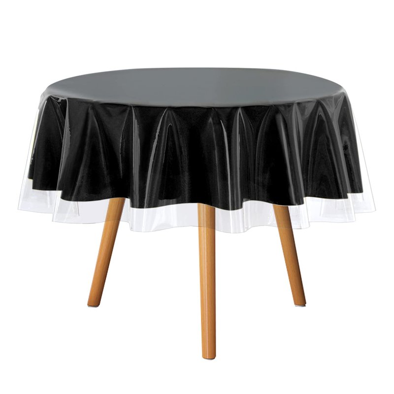 sancua Clear Plastic 100% Waterproof Round Tablecloth - 70 Inch - Vinyl PVC Table Cloth Protector Oil Spill Proof Wipe Clean Table Cover for Dining Tables, Parties, Camping, Crystal Clear