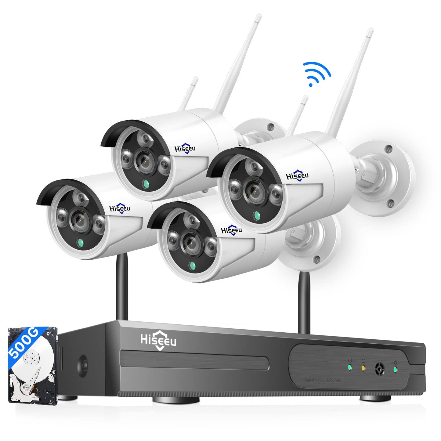 Hiseeu Wireless Pro WiFi Security Camera System, 16CH 4K NVR Kit, Plug-in Powered 12Pcs 5MP CCTV Home Security Camera System for Indoor/Outdoor, Night Vision, Waterproof, Motion Detection, 3TB HDD