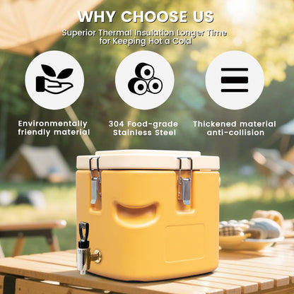 2.5 Gallon Insulated Beverage Cooler,11QT Hot Box for Catering, Soup Container Commercial Food Warmer,Insulated Drink Dispenser with Stainless Steel Interior and Spout/Spigot
