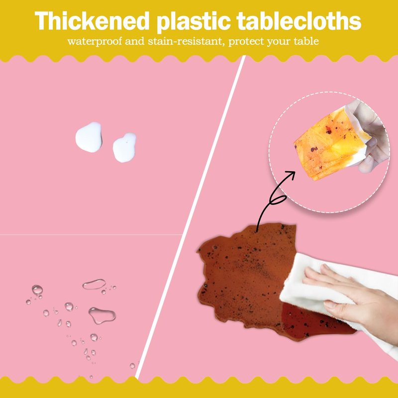 tujol Pink 6 Pack Plastic Table Cloth 54" x 108", Disposable Tablecloths Rectangle Table Cover, Plastic Tablecloths for Parties