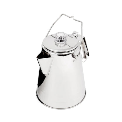 GSI Outdoors Percolator Coffee Pot I Glacier Stainless Steel Ultra-Rugged for Brewing Coffee Over Stove and Fire Ideal for Group Camping, 36 Cup