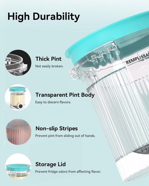Creami Swirl Containers - Compatible Pints & Lids for Ninja CREAMi NC700 Series | Food-Grade, Dishwasher Safe, 4 Pack