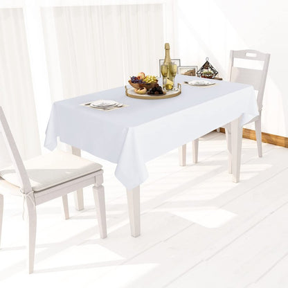 sancua 100% Waterproof Rectangle PVC Tablecloth - 60 x 102 Inch - Oil Proof Spill Proof Vinyl Table Cloth, Wipe Clean Table Cover for Dining Tables, Buffet Parties and Camping, White