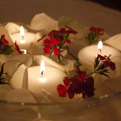 3 inch Floating Candles, 12/24/36/ Pack White/Gold/Red Floating Candle, Long Burning and Smokeless Candle for Wedding, Birthday, Pool, Holiday & Home Decoration Unscented (12PACK, White)