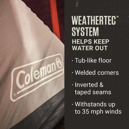 Coleman Skylodge 10-Person Family Tent, Weatherproof XL Tent with Rainfly & Room Divider, Fits 4 Queen-Sized Airbeds, Made of PFAS-Free Materials