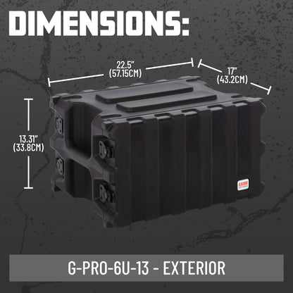 Gator Cases Pro Series Rotationally Molded 6U Rack Case with Shallow 13" Depth; Made in USA (G-PRO-6U-13)