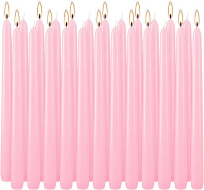 YOROXRG 24 Pack Pink Taper Candles, 7-8 Hours Burn Time, Unscented, Smokeless and Dripless, 0.75 x 10 Inch Dinner Candle Set for Valentine's Day,Household, Wedding, Party and Home Décor Candlesticks