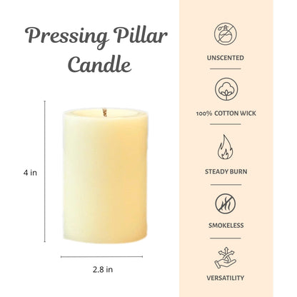 Pillar Candles 2.8x4 Inch 3 Pack Ivory – CW Studio Unscented 45-Hour Long Burn, Smokeless Dripless Premium Wax with Cotton Wick – for Weddings, Events, Home & Rustic Decor