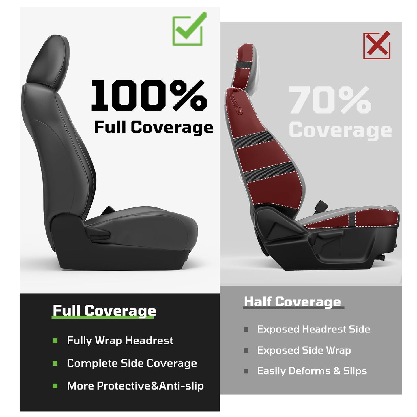 Car Seat Covers Fit for Toyota Tacoma 2016-2023,Full Coverage Faux Leather Car Seat Covers Full Set,Custom Waterproof Breathable Car Seat Protector Front Seat and Back Seat Covers for Cars(Black)